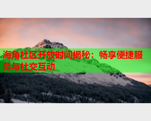 海角社区开放时间揭秘：畅享便捷服务与社交互动